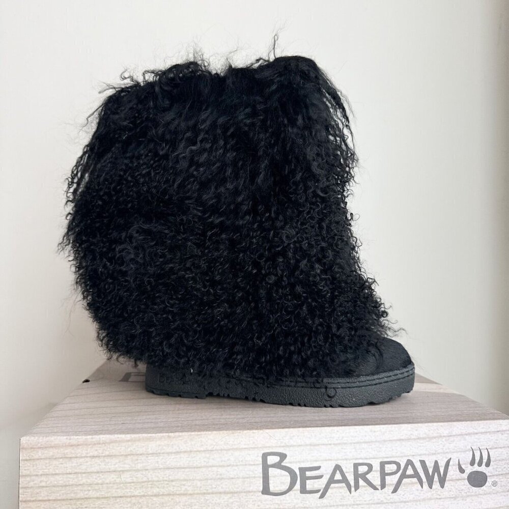 Bearpaw Boetis II Curly Mongolian Lamb Sheep fur Winter Boots Black 6